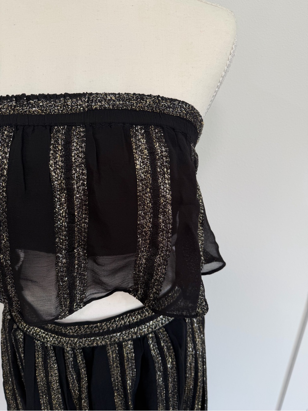 Free People Carmen Lurex Strapless Set Black Metallic Boho Occasion Size S - Picture 5 of 7